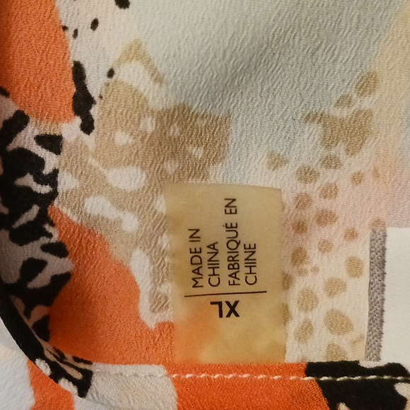 DKNYC Sleeveless Tunic Blouse size XL, orange and black, perfect for Spring - Picture 7 of 7